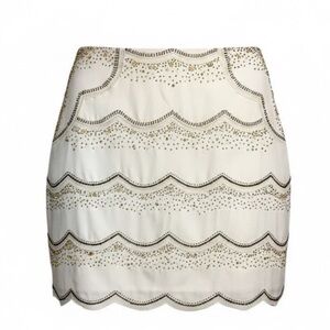 Club Monaco Embellished Skirt, Fully Lined, Side Zipper, Scalloped Hem